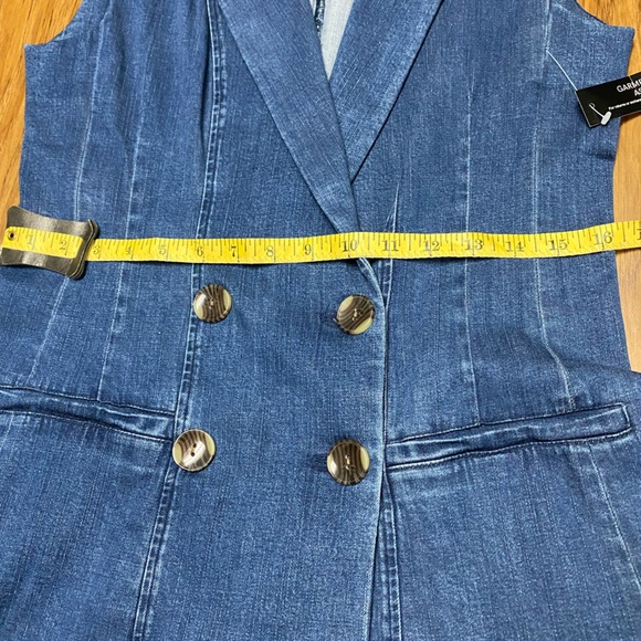 VENUS Denim Mini Dress with Pleated White Hem - Picture 7 of 10